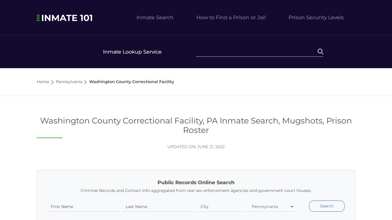 Washington County Correctional Facility, PA Inmate Search ...